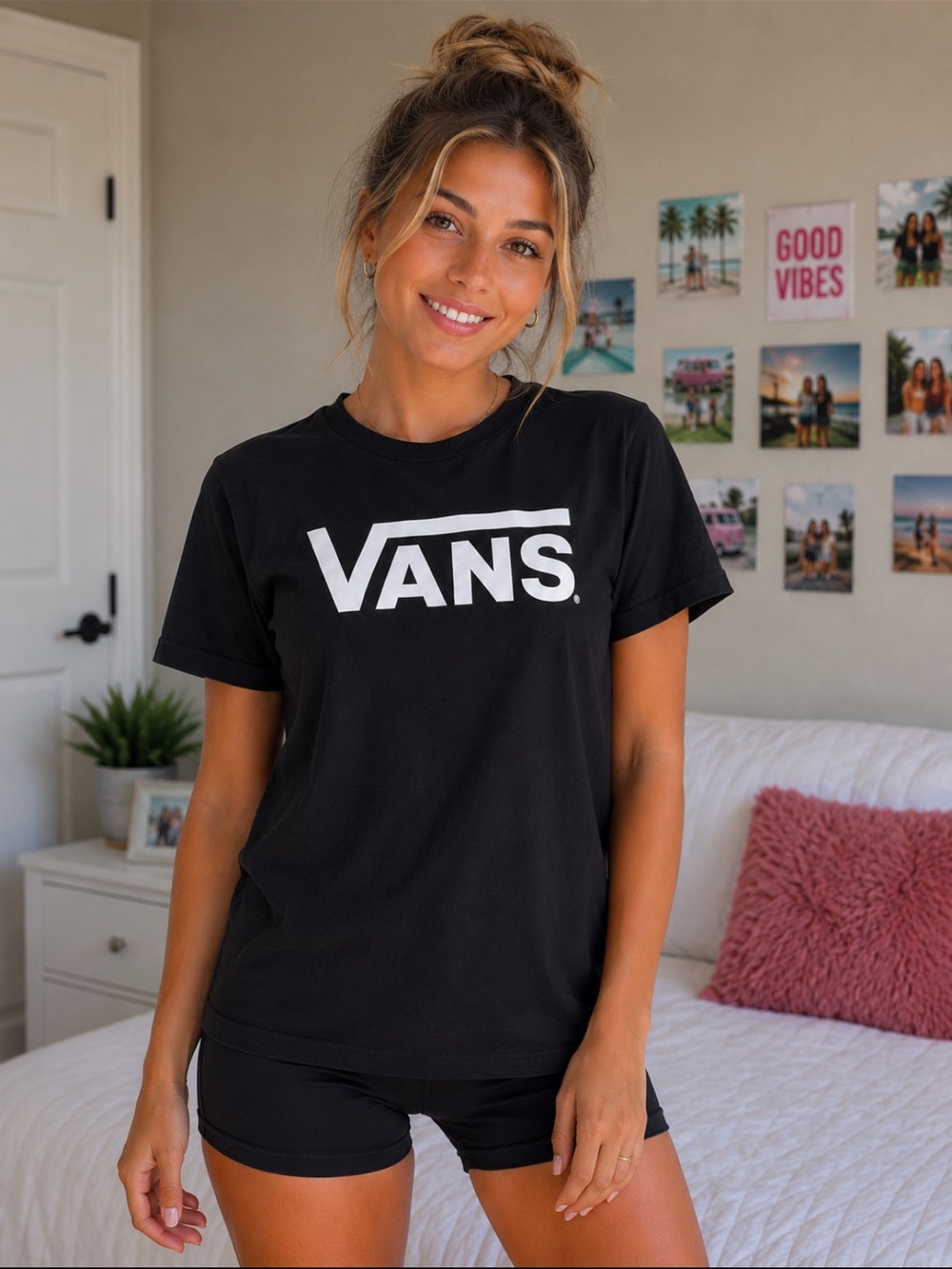 Vans Black Tee with White Logo